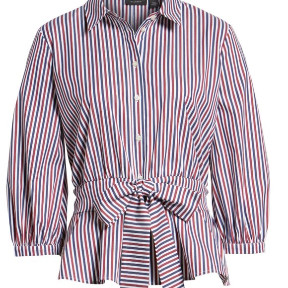 Halogen Belted Blouson Sleeve Blouse - Picture 4 of 4